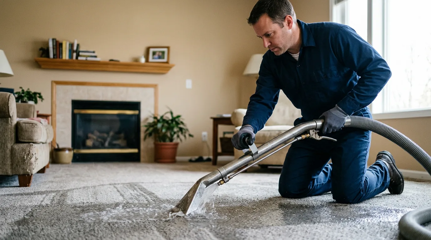 Water damage restoration technician working near Briggsville, WI
